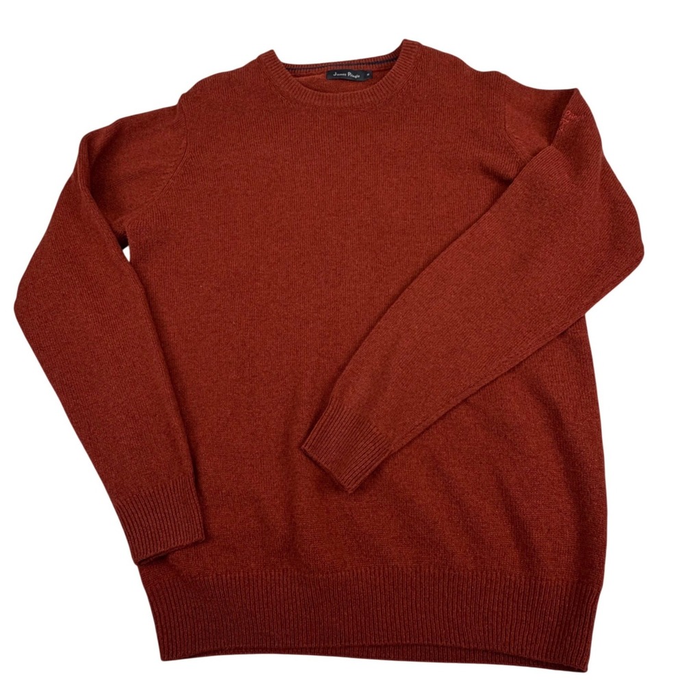 James Pringle Lambswool Sweater Rust Orange Crew Neck Heritage Woolmark, M